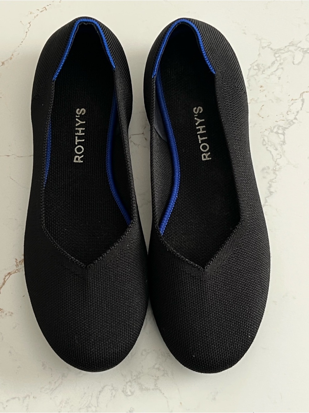 Rothy's The Daily Flat Black with Blue Accent